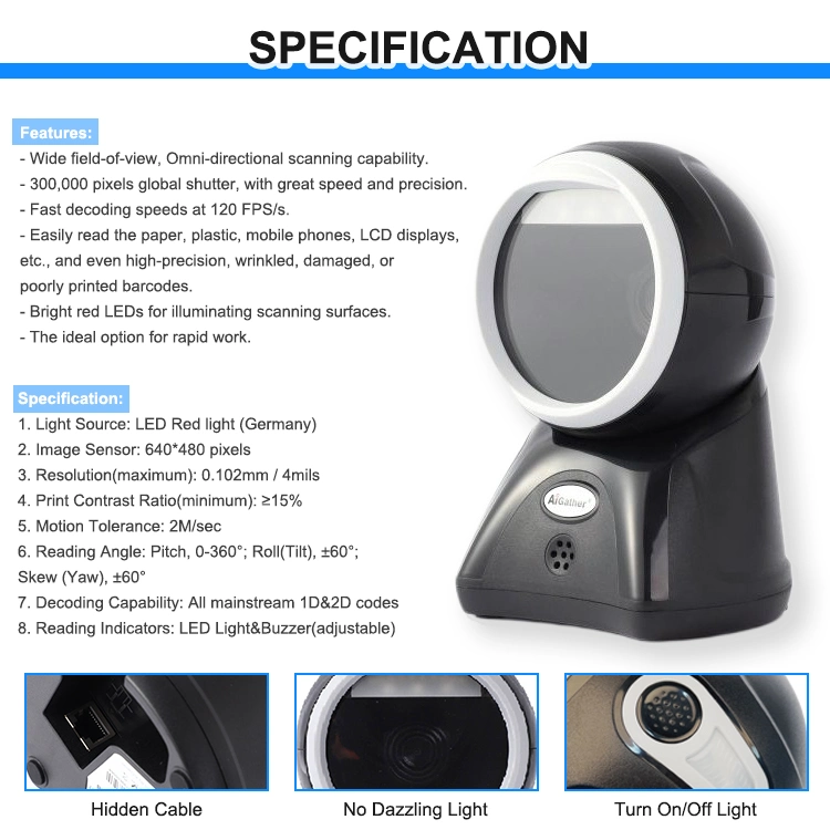 Hot Sale 2D Scanning Platform Desktop Barcode Scanner