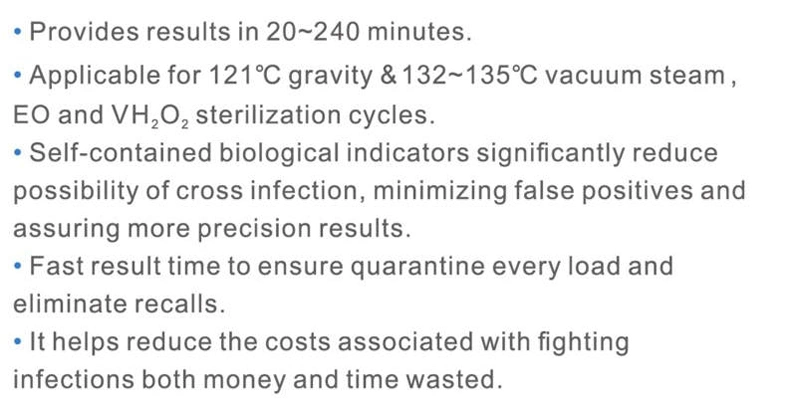 Disposable Eo Sterilization Rapid Readout Biological Indicator