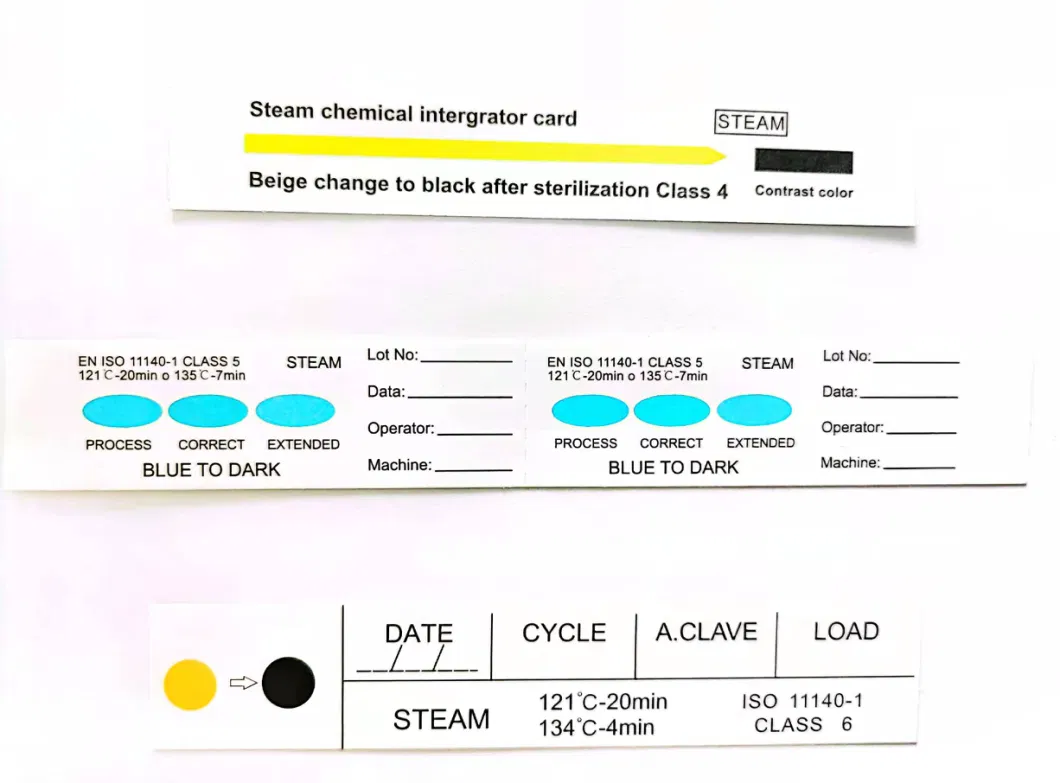 Dental Supplies Class 5 Indicator Strip Tape Biological Indicators for Chemical Steam Indicator Strip Card for Autoclave Made in China